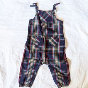 Hanna Andersson Woven Plaid Romper w/Heart Pocket
